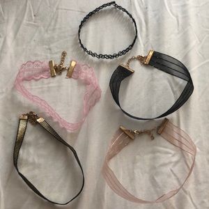 (black, pink, and gold) 5 choker set